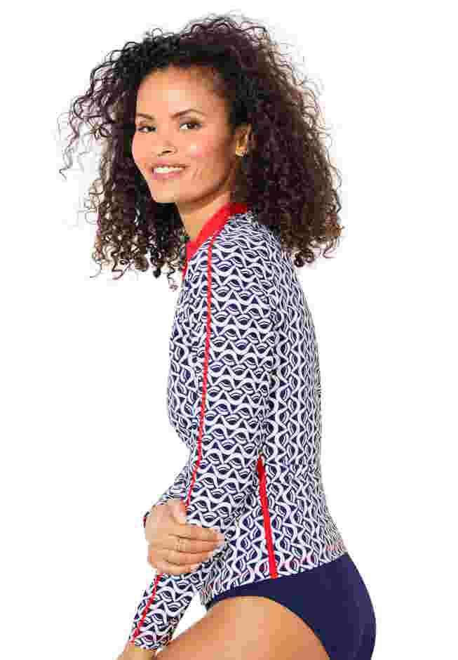 Chlorine Resistant Long Sleeve 1/4 Zip Swim Tee image number 2