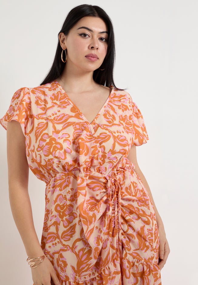 Faux-Wrap Maxi Dress image number null