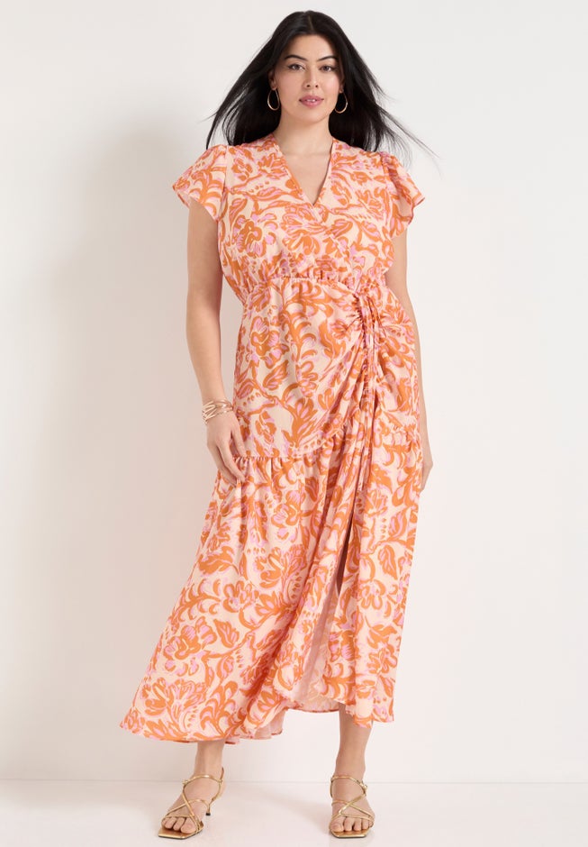 Faux-Wrap Maxi Dress image number null