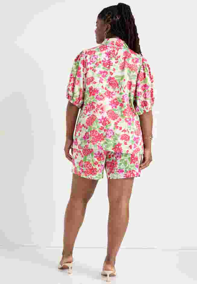 Puff-Sleeve Button-Down Blouse image number 1