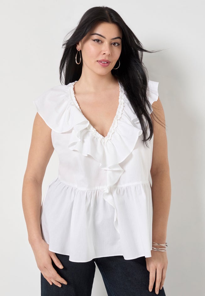 Ruffled Peplum Top image number null
