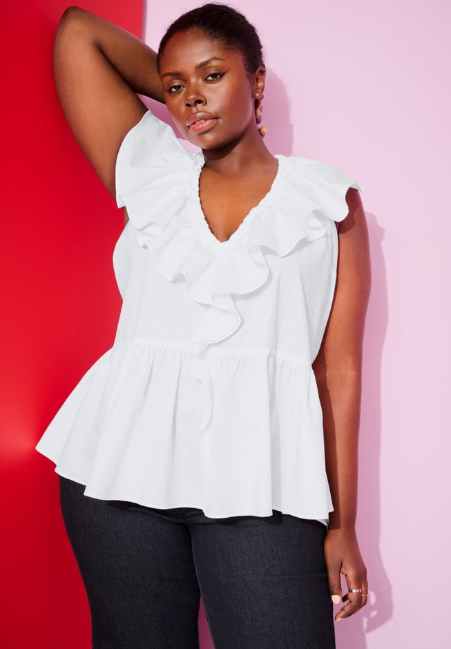 Ruffled Peplum Top image number null