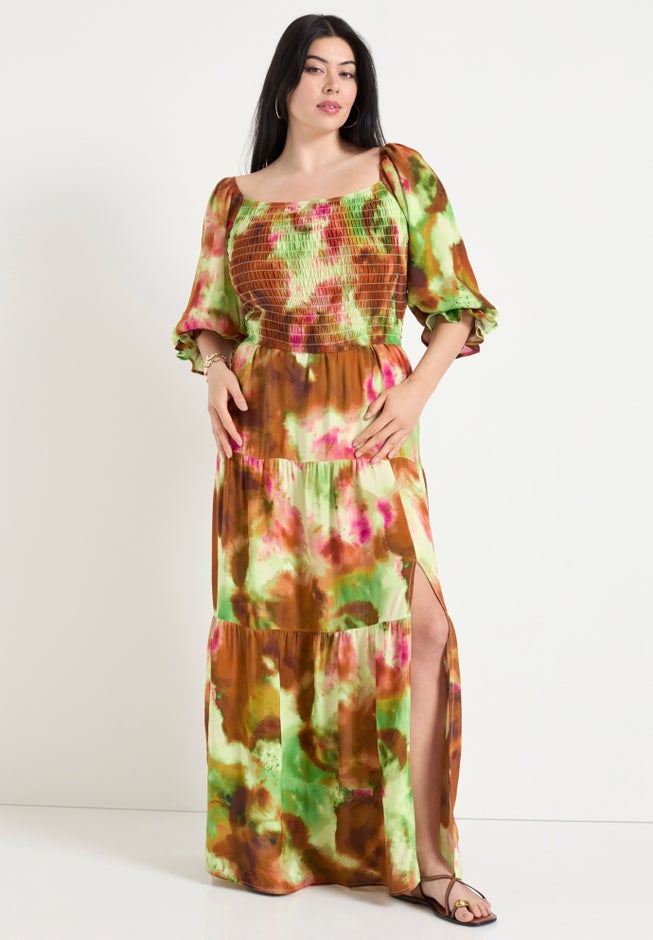 Off-The-Shoulder Smocked Cropped Top image number null