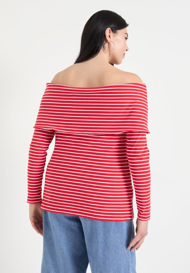 Long-Sleeve Off-The-Shoulder Top image number null