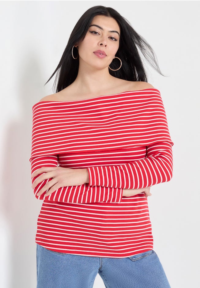 Long-Sleeve Off-The-Shoulder Top image number null
