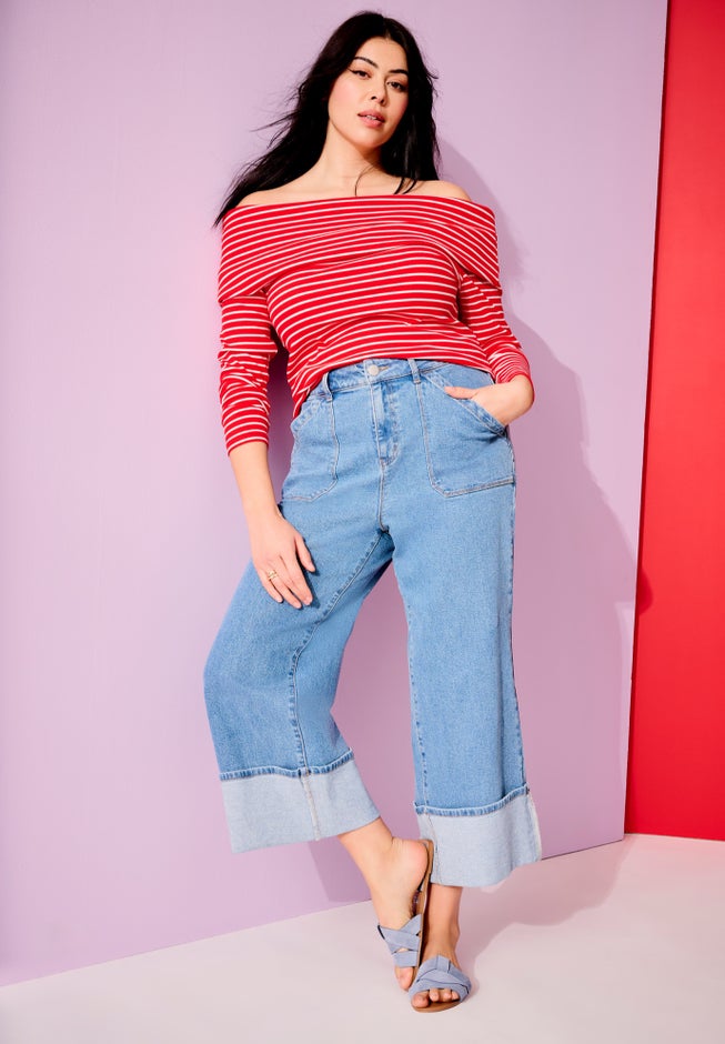 Long-Sleeve Off-The-Shoulder Top image number null