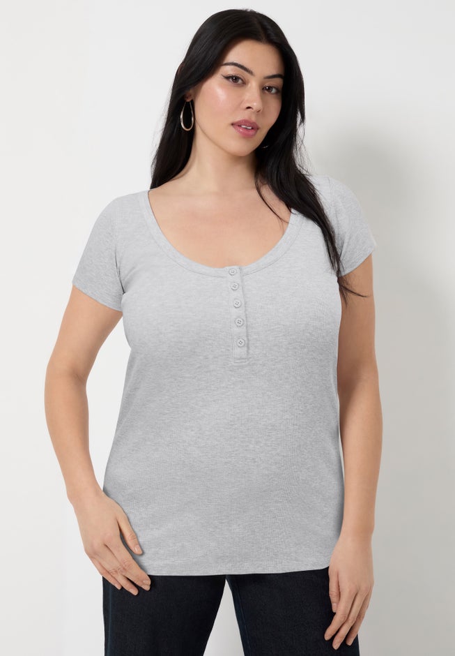 Ribbed Henley Top image number 0
