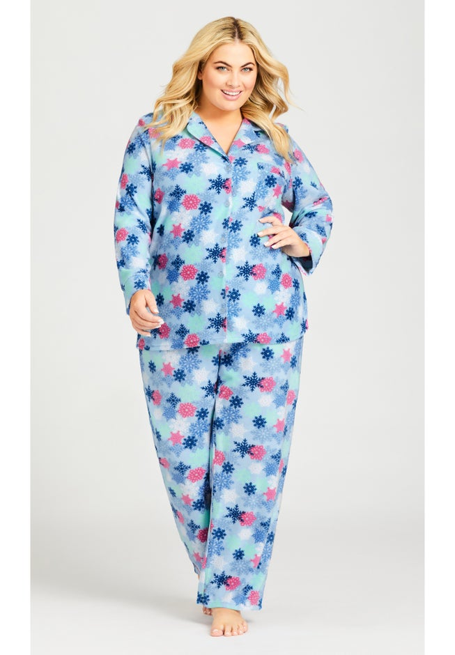 Snowflake Button Fleece Sleep Top image number 3