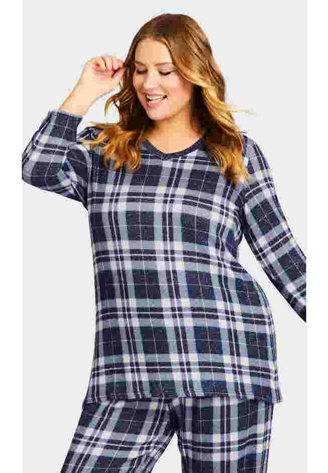 Hacci V Neck Check Top image number 3