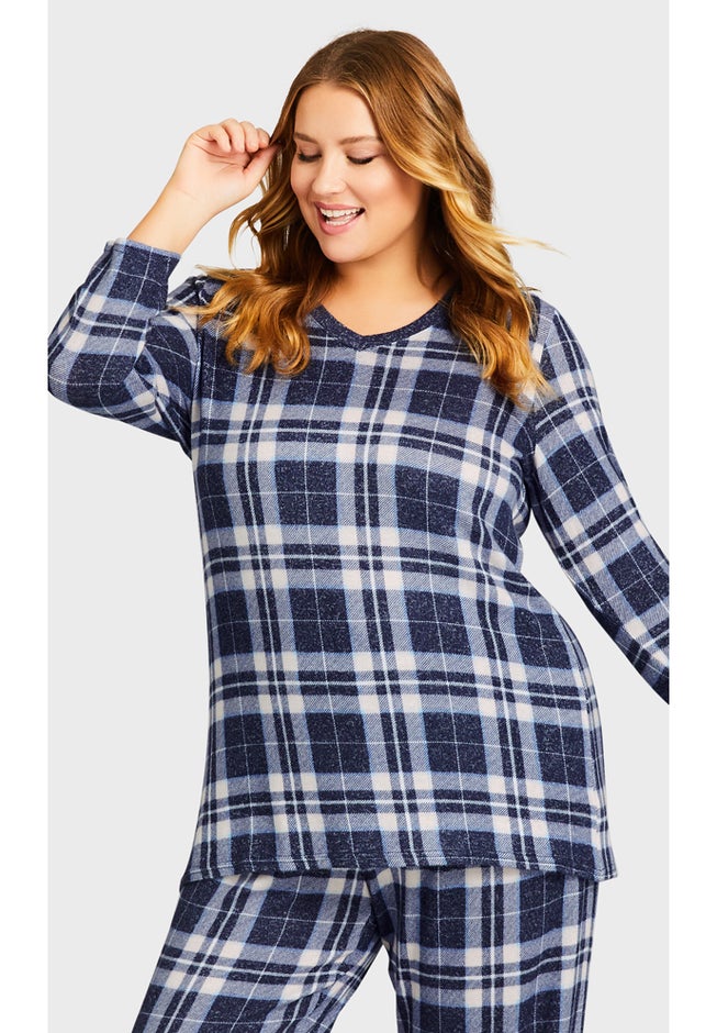 Hacci V Neck Check Top image number 3