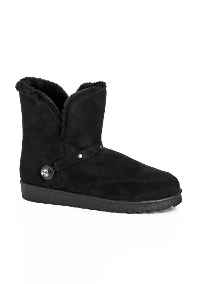 Faux Fur Slip On Buckle Bootie image number null