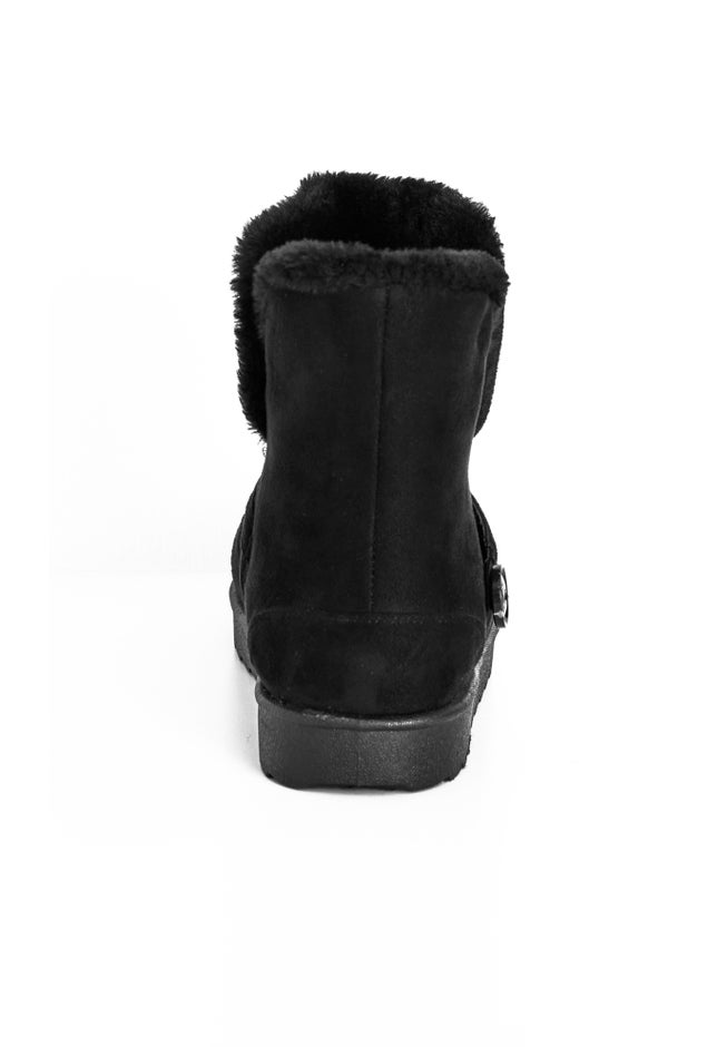 Faux Fur Slip On Buckle Bootie image number null