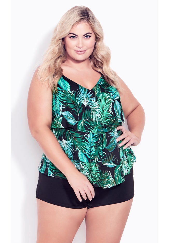 3 Tiered Print Tankini Top image number 0