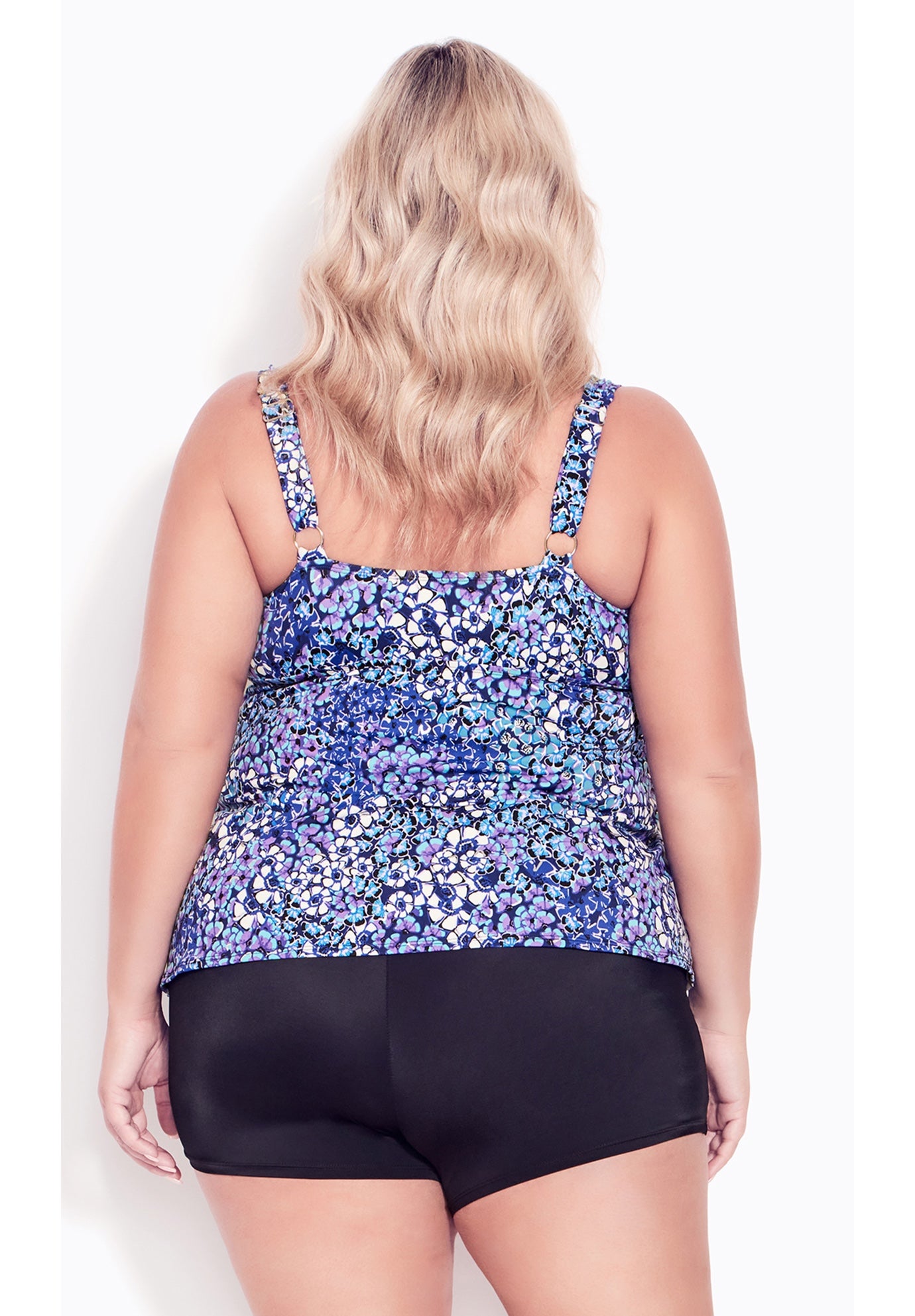 Ruffled Print Tankini Top image number 1