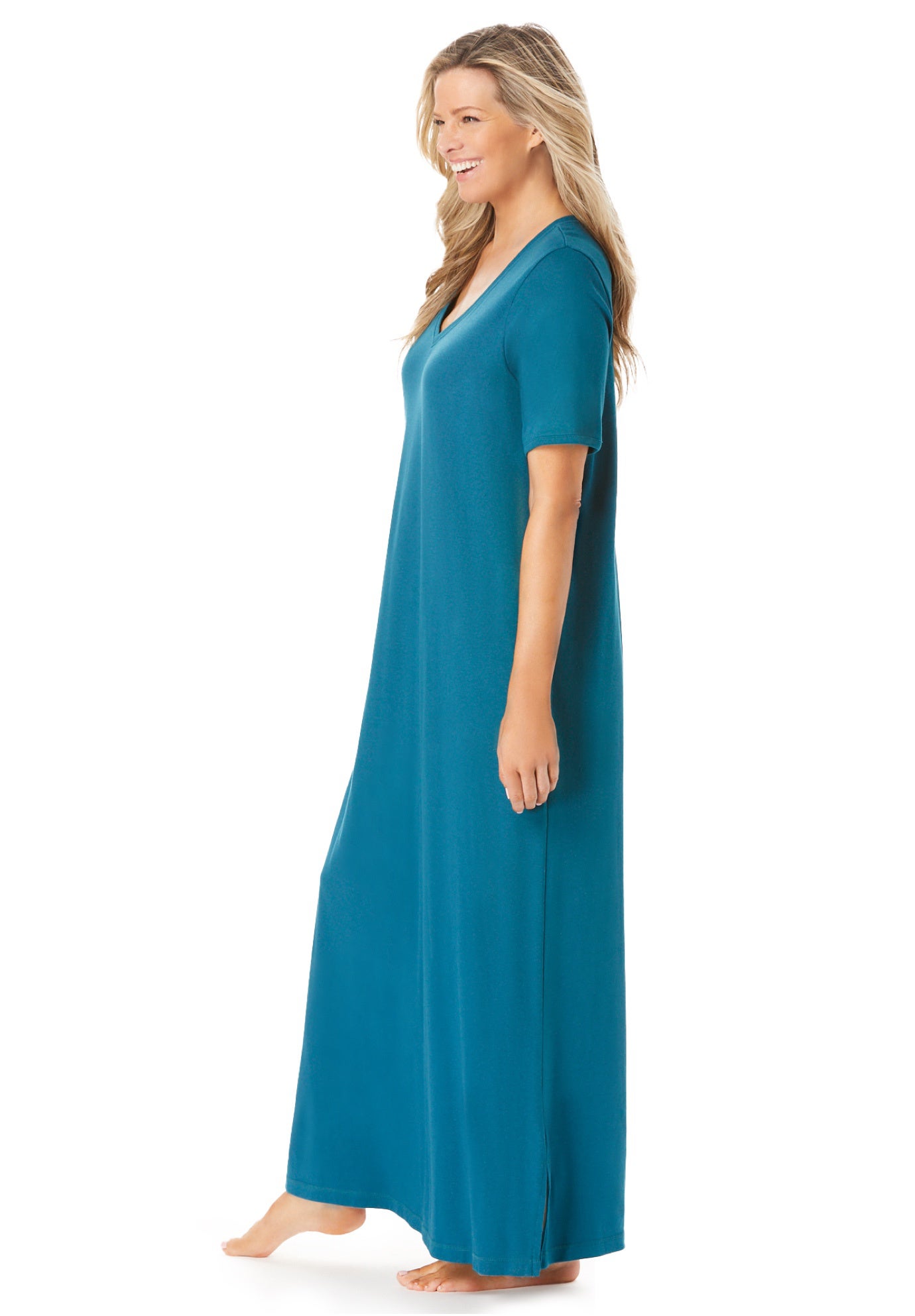 V-Neck Short Sleeve Maxi T-Shirt Lounger image number 3