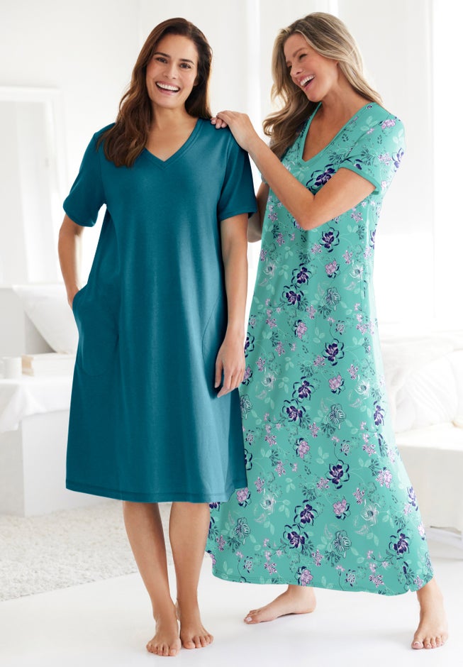V-Neck Short Sleeve Maxi T-Shirt Lounger image number 4