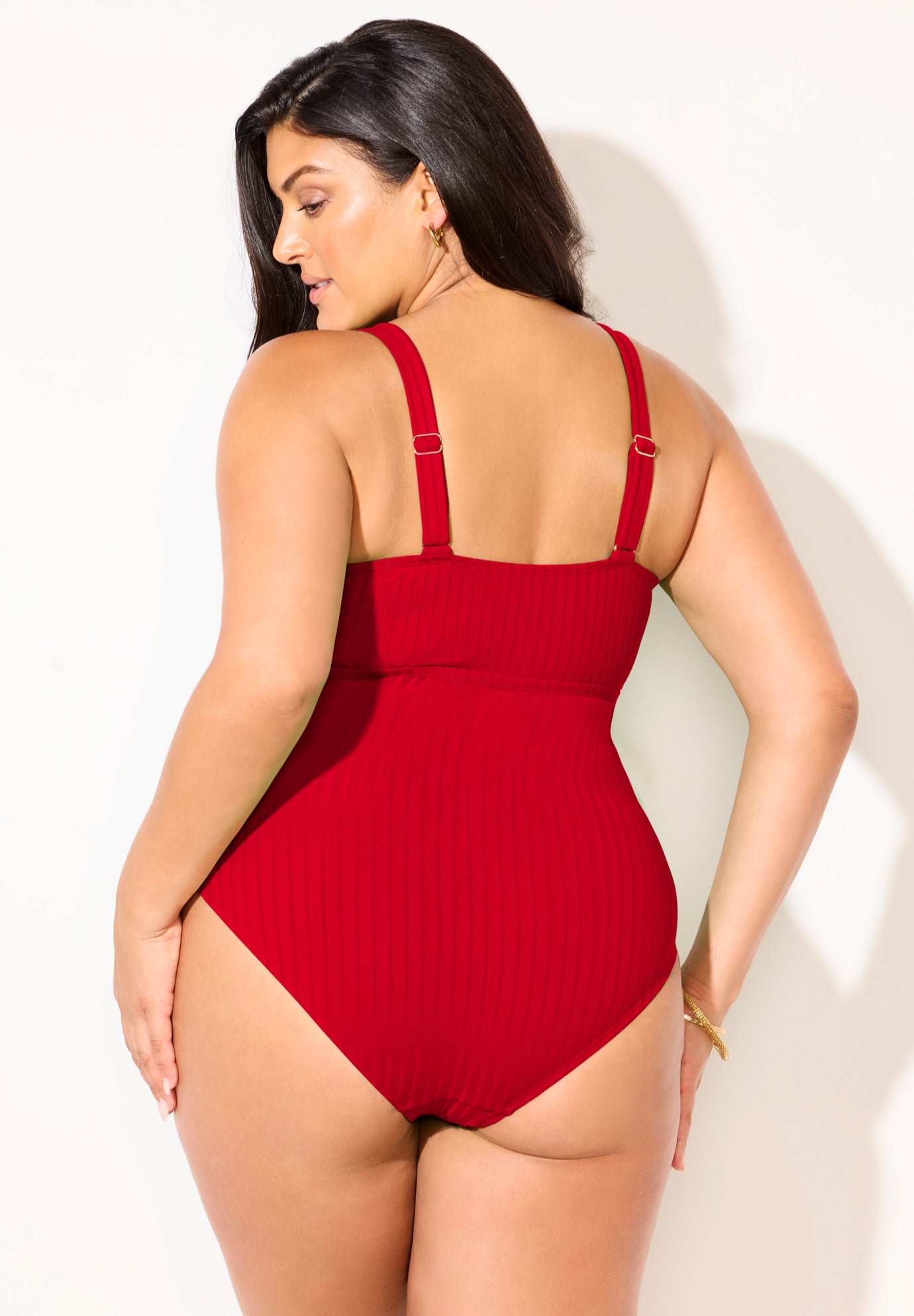 Ribbed V-Wire One Piece Swimsuit image number 2