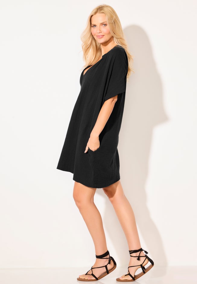 Cotton Gauze V-Neck Cover Up image number 2