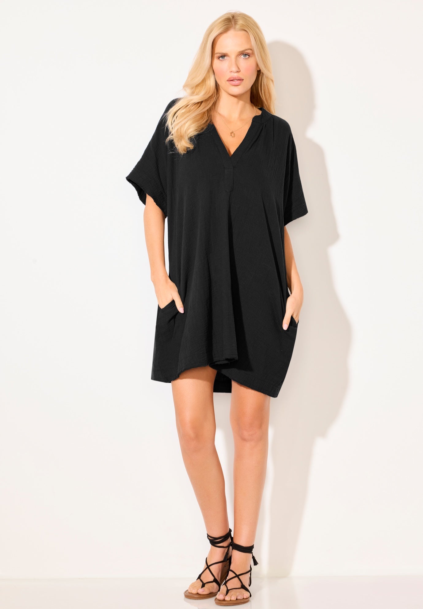 Cotton Gauze V-Neck Cover Up image number 0