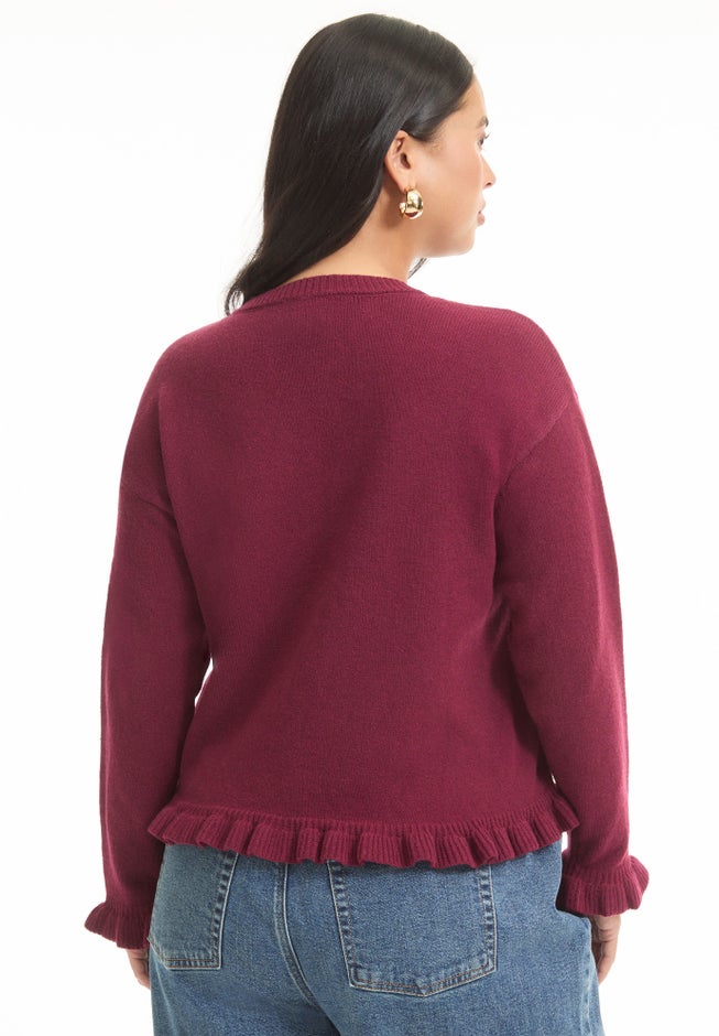 Ruffle Hem Buttoned Sweater image number 1