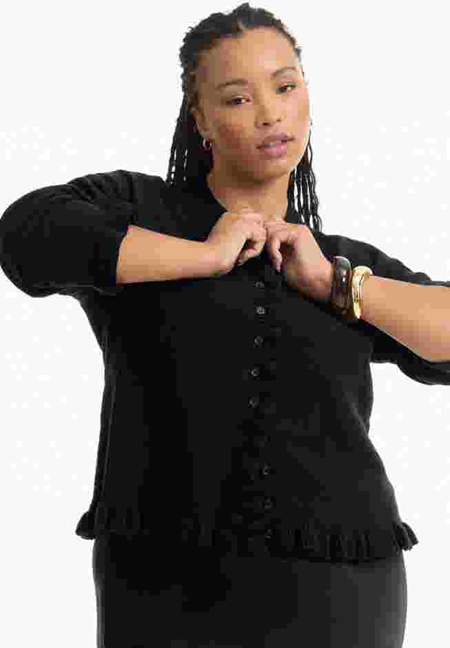 Ruffle Hem Buttoned Sweater image number 3