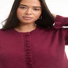 Ruffle Hem Buttoned Sweater image number null