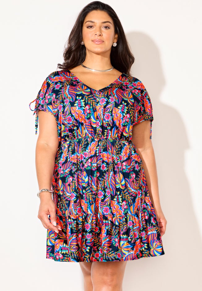 Pack & Go Wrinkle-Resistant V-Neck Short Sleeve Cover Up Dress image number 4