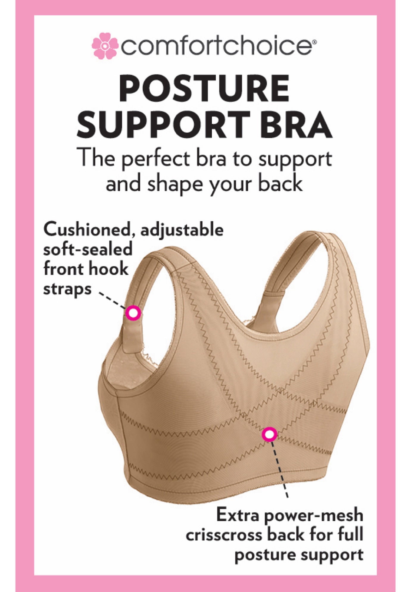 Front-Close Cotton Wireless Posture Bra image number 3