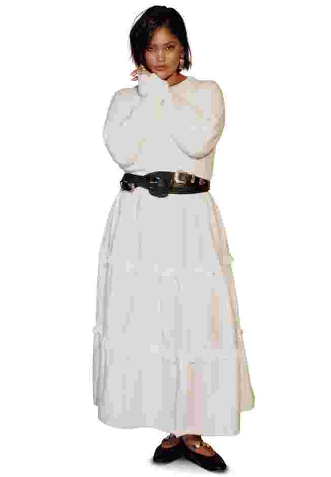 Tiered Mixed-Media Maxi Dress image number 4