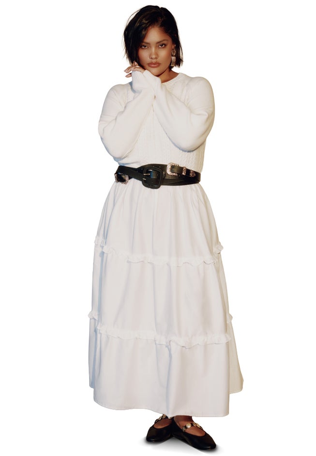 Tiered Mixed-Media Maxi Dress image number 4