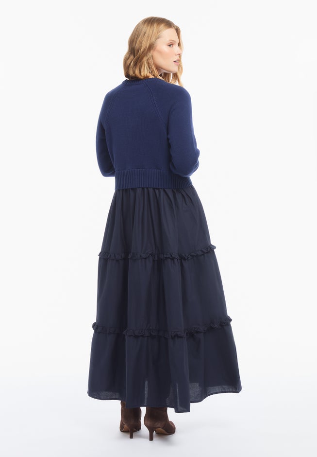 Tiered Mixed-Media Maxi Dress image number 1