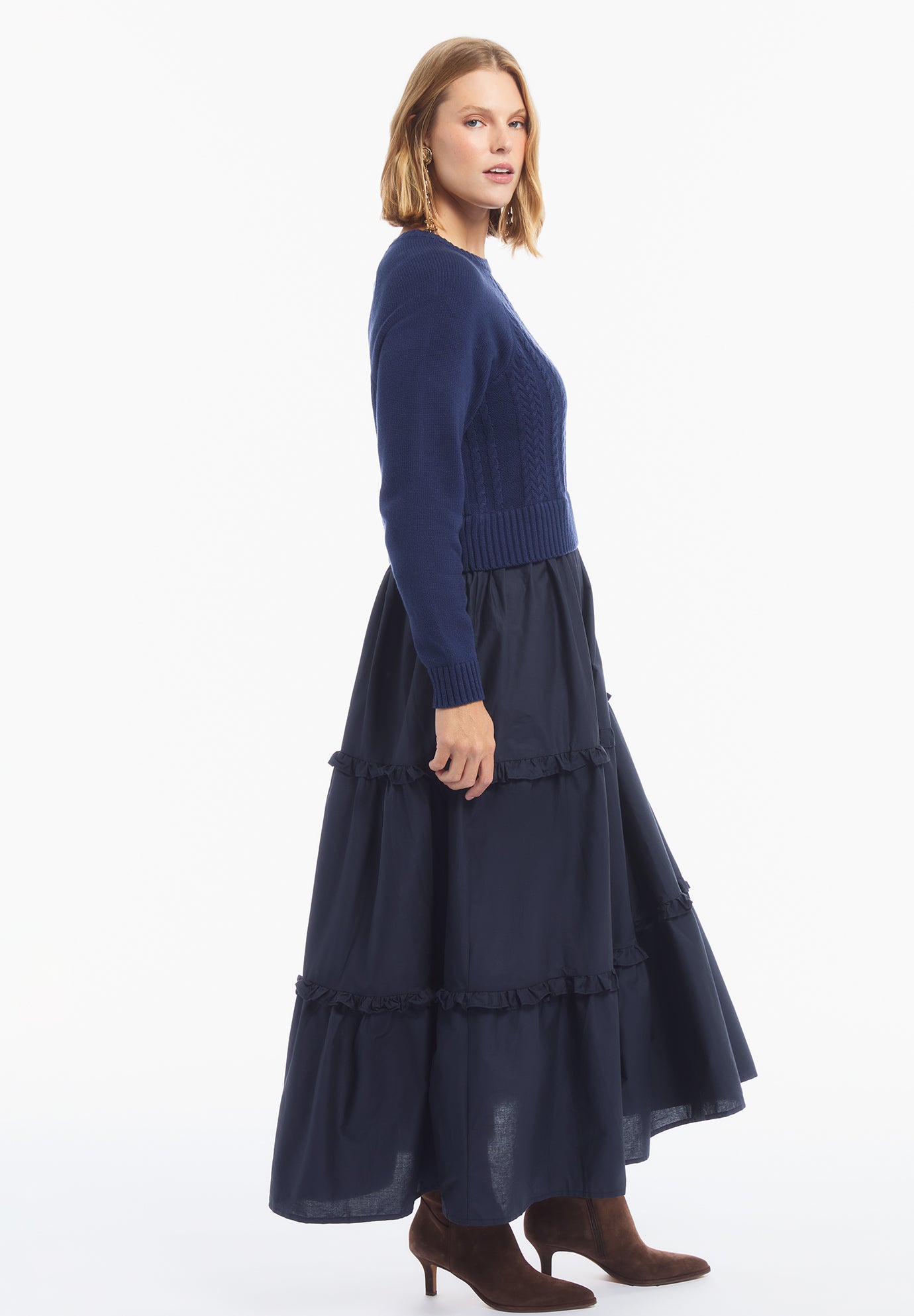 Tiered Mixed-Media Maxi Dress image number 2