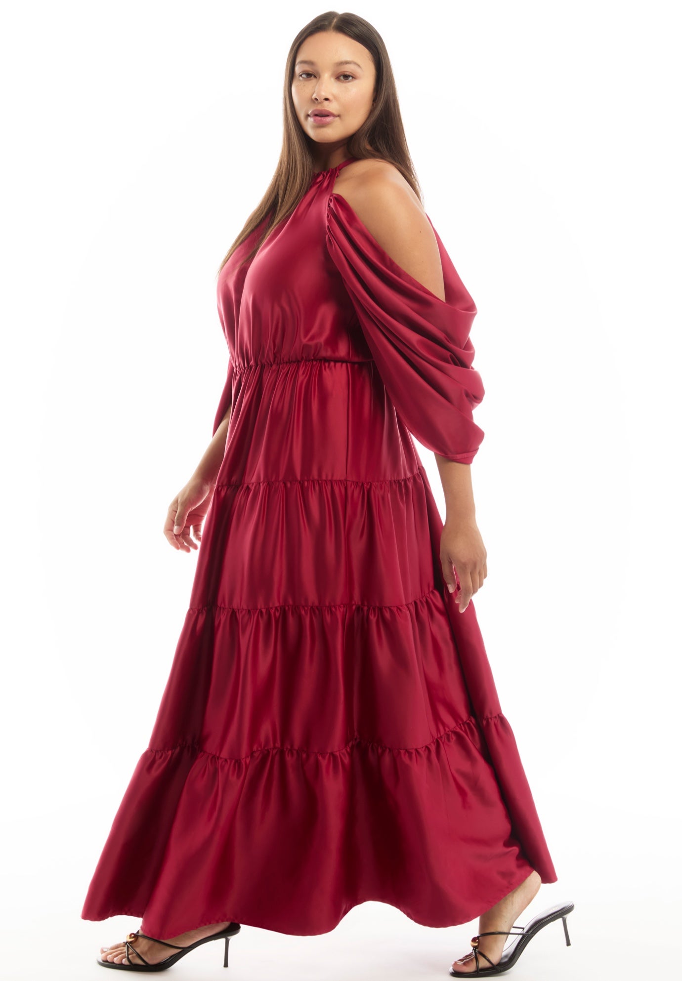 Off-The-Shoulder Halter Maxi Dress image number 3