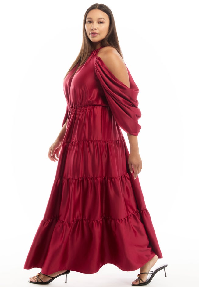 Off-The-Shoulder Halter Maxi Dress image number 3