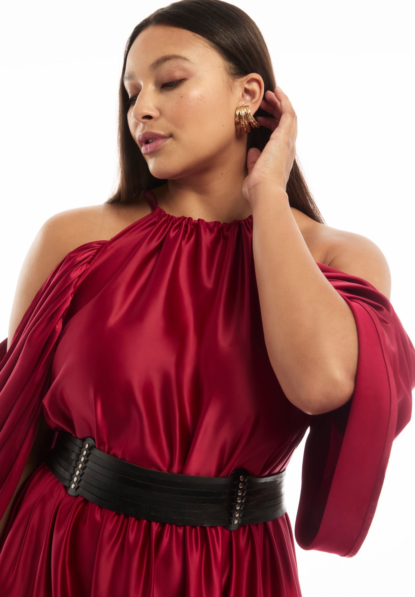 Off-The-Shoulder Halter Maxi Dress image number 4