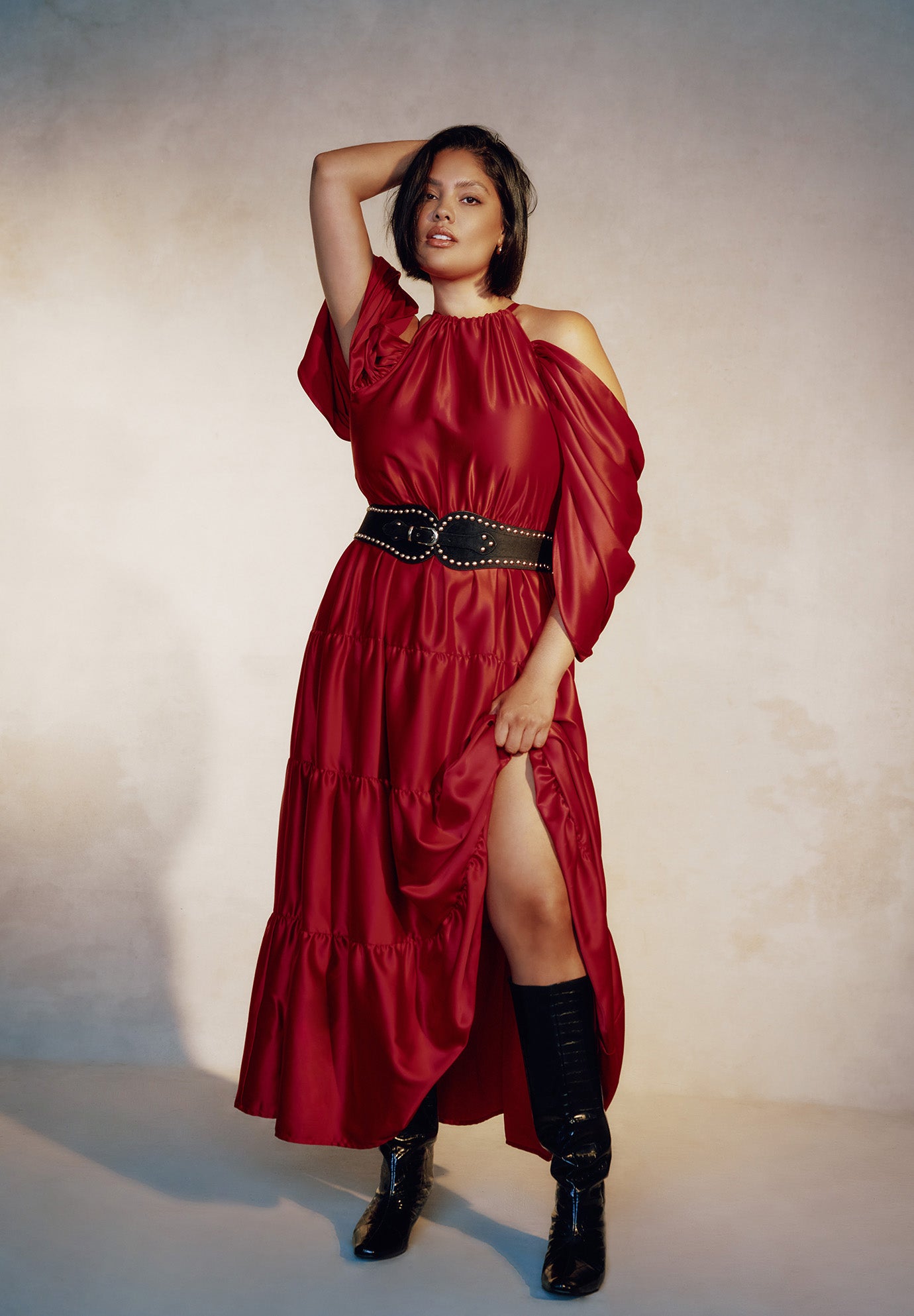 Off-The-Shoulder Halter Maxi Dress image number 1