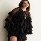 Tiered Lace Cape Maxi Dress image number null