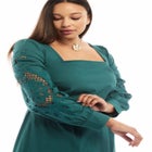 Puff Sleeve Poplin Midi Dress image number null