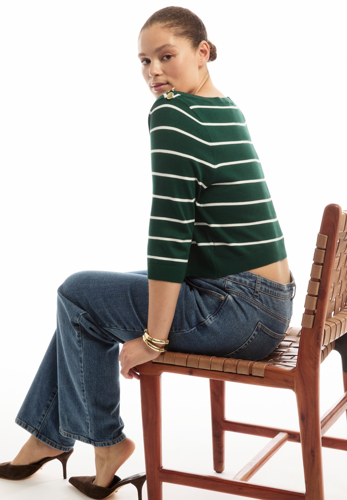 Cropped Boat Neck Sweater image number 3