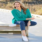 Embroidered Thermal Henley Tee image number null