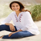 Embroidered Thermal Henley Tee image number null