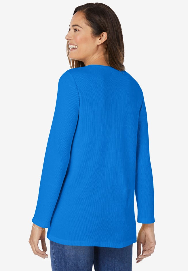 Embroidered Thermal Henley Tee image number 3