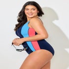 Chlorine Resistant Zip Front One Piece Swimsuit image number null