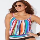 Lightweight Scoop Neck Blouson Tankini Top image number null