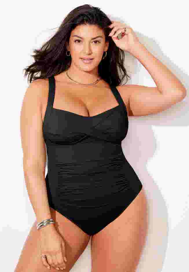 Ruched Twist Front One Piece Swimsuit image number 3