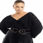 Scallop-Trim Wrap Sweater image number null