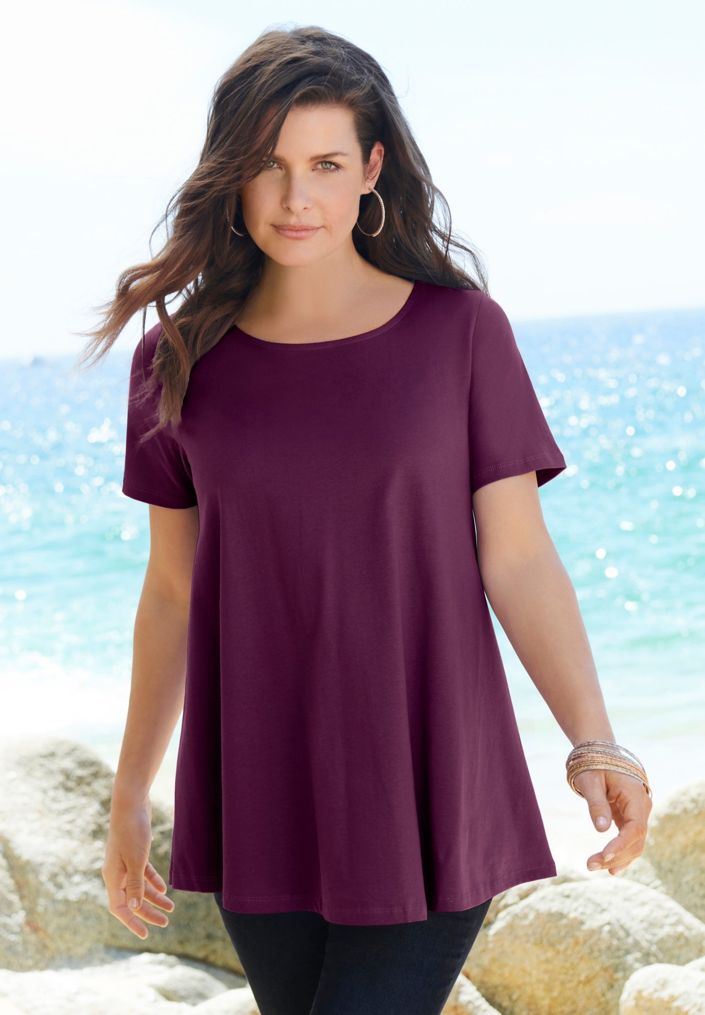 Plus Size Ultimate Cotton Crewneck Short Sleeve Swing Tee image number 7