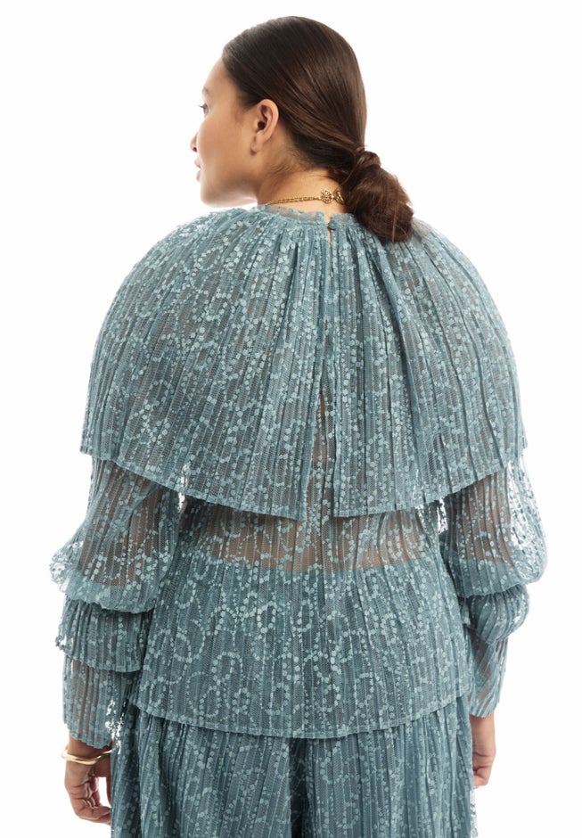 Ruffled Lace Cape Blouse image number 2