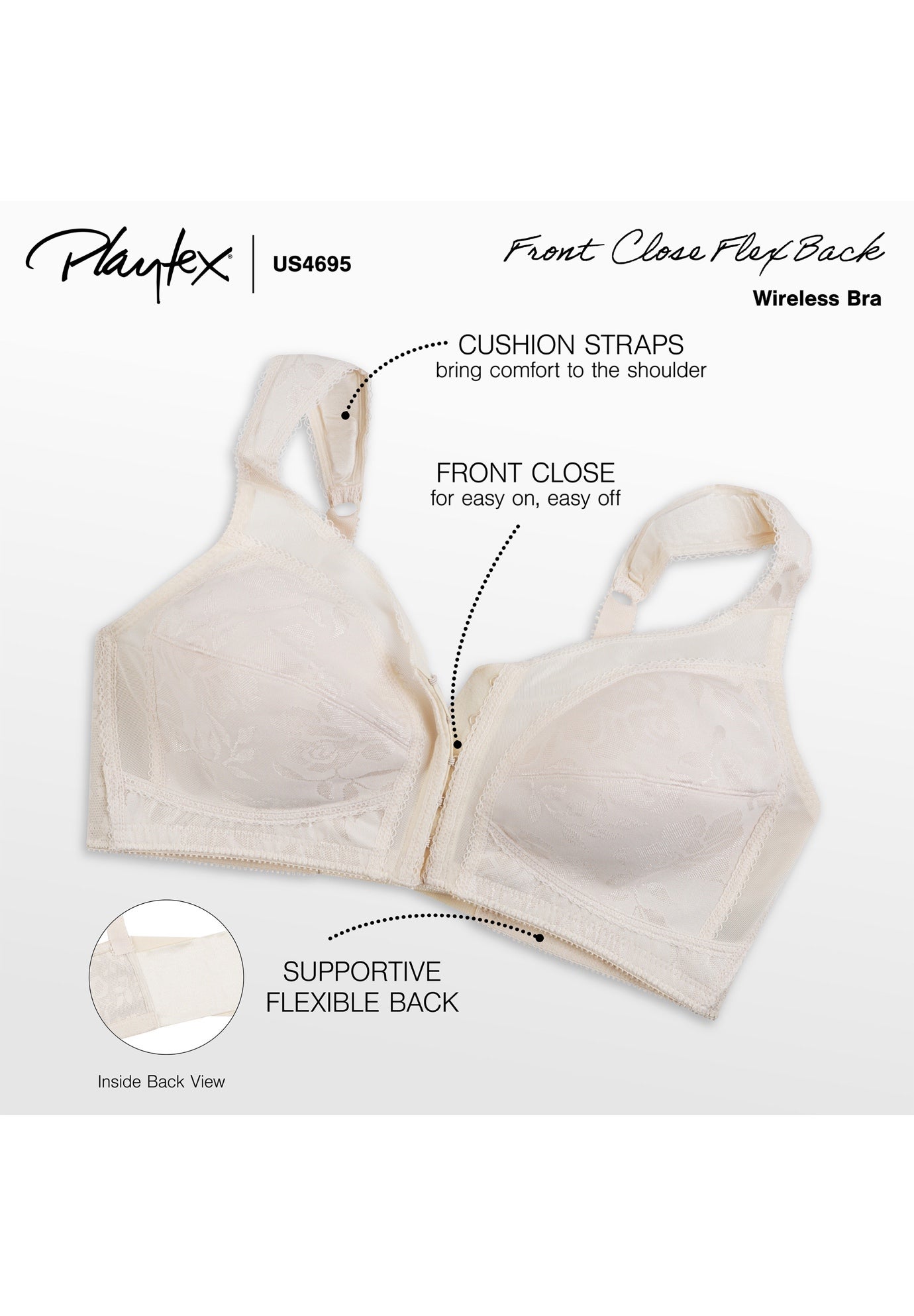 Playtex&reg; 18 Hour Front-Close Wireless Bra with Flex Back 4695 image number 4