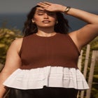 Sleeveless Peplum Sweater image number null